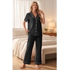 image:imagePrinStory Womens Pajamas Sets Button Down Short Sleeve Pjs S3XLBlack