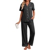 image:imagePrinStory Womens Pajamas Sets Button Down Short Sleeve Pjs S3XLBlack