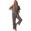 image:imagePrinStory Womens Pajamas Sets Button Down Short Sleeve Pjs S3XLDark Gray