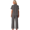 image:imagePrinStory Womens Pajamas Sets Button Down Short Sleeve Pjs S3XLDark Gray