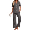 image:imagePrinStory Womens Pajamas Sets Button Down Short Sleeve Pjs S3XLDark Gray