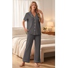image:imagePrinStory Womens Pajamas Sets Button Down Short Sleeve Pjs S3XLDark Gray