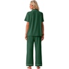 image:imagePrinStory Womens Pajamas Sets Button Down Short Sleeve Pjs S3XLDark Green
