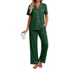 image:imagePrinStory Womens Pajamas Sets Button Down Short Sleeve Pjs S3XLDark Green
