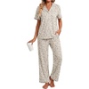 image:imagePrinStory Womens Pajamas Sets Button Down Short Sleeve Pjs S3XLFpapricot Periwinkle