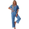image:imagePrinStory Womens Pajamas Sets Button Down Short Sleeve Pjs S3XLFpblue Flower