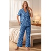 image:imagePrinStory Womens Pajamas Sets Button Down Short Sleeve Pjs S3XLFpblue Flower
