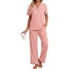 image:imagePrinStory Womens Pajamas Sets Button Down Short Sleeve Pjs S3XLFppink Sunflower