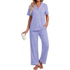 image:imagePrinStory Womens Pajamas Sets Button Down Short Sleeve Pjs S3XLFpspeckled Blue