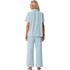 image:imagePrinStory Womens Pajamas Sets Button Down Short Sleeve Pjs S3XLLight Blue
