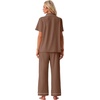 image:imagePrinStory Womens Pajamas Sets Button Down Short Sleeve Pjs S3XLLight Coffee