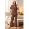 image:imagePrinStory Womens Pajamas Sets Button Down Short Sleeve Pjs S3XLLight Coffee
