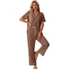 image:imagePrinStory Womens Pajamas Sets Button Down Short Sleeve Pjs S3XLLight Coffee