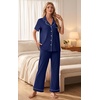 image:imagePrinStory Womens Pajamas Sets Button Down Short Sleeve Pjs S3XLNavy Blue