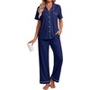 image:imagePrinStory Womens Pajamas Sets Button Down Short Sleeve Pjs S3XLNavy Blue