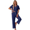 image:imagePrinStory Womens Pajamas Sets Button Down Short Sleeve Pjs S3XLNavy Blue