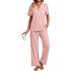 image:imagePrinStory Womens Pajamas Sets Button Down Short Sleeve Pjs S3XLPink