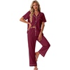 image:imagePrinStory Womens Pajamas Sets Button Down Short Sleeve Pjs S3XLWine Red