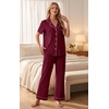 image:imagePrinStory Womens Pajamas Sets Button Down Short Sleeve Pjs S3XLWine Red