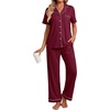 image:imagePrinStory Womens Pajamas Sets Button Down Short Sleeve Pjs S3XLWine Red