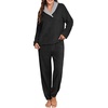image:imagePrinStory Womens Pajamas Winter Soft Flannel Warm Pjs S2XLBlack