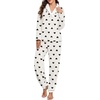 image:imagePrinStory Womens Pajamas Winter Soft Flannel Warm Pjs S2XLFpwhite Black Heart