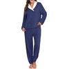 image:imagePrinStory Womens Pajamas Winter Soft Flannel Warm Pjs S2XLNavy Blue