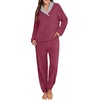 image:imagePrinStory Womens Pajamas Winter Soft Flannel Warm Pjs S2XLWine Red
