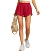 image:imagePrinStory Womens Running Shorts Summer High Waisted Quick Dry Athletic Work Out Gym Zipper Pocket Shorts with LinerC Red