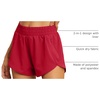image:imagePrinStory Womens Running Shorts Summer High Waisted Quick Dry Athletic Work Out Gym Zipper Pocket Shorts with LinerC Red