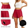 image:imagePrinStory Womens Running Shorts Summer High Waisted Quick Dry Athletic Work Out Gym Zipper Pocket Shorts with LinerC Red
