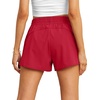 image:imagePrinStory Womens Running Shorts Summer High Waisted Quick Dry Athletic Work Out Gym Zipper Pocket Shorts with LinerC Red