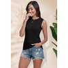 image:imagePrinStory Womens Sleeveless Textured Slim Tops Crewneck Knit Solid Summer Casual Shirts Pullover Tank Tops for WomenBl Black
