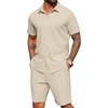 image:imagePrinStory Mens Outfits Short Sleeve Button Down Tracksuit M3XLApricot