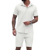 image:imagePrinStory Mens Outfits Short Sleeve Button Down Tracksuit M3XLWhite