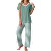 image:imagePrinStory Pajamas for Women Set Soft Pjs 2 Piece Pajama Sets XS4XLCyan Stripe