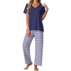image:imagePrinStory Pajamas for Women Set Soft Pjs 2 Piece Pajama Sets XS4XLDark Blue Stripe