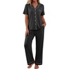 image:imagePrinStory Womens Pajamas Sets Button Down Short Sleeve Pjs S3XLBlack