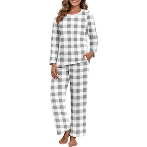 image:imagePrinStory Flannel Pajamas for Women Set Winter Fleece Pjs Sets S2XLFpgray Small Plaid