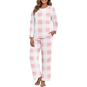 image:imagePrinStory Flannel Pajamas for Women Set Winter Fleece Pjs Sets S2XLFppink Large Plaid