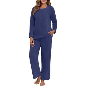 image:imagePrinStory Flannel Pajamas for Women Set Winter Fleece Pjs Sets S2XLNavy Blue