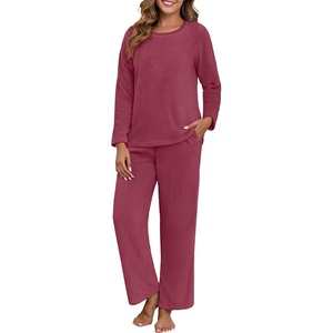 image:imagePrinStory Flannel Pajamas for Women Set Winter Fleece Pjs Sets S2XLWine Red