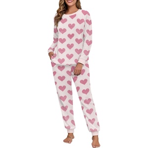 image:imagePrinStory Flannel Pajamas for Women Winter Pajama Set S2XLFpapricot Red Heart