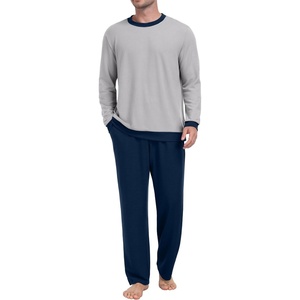 image:imagePrinStory Mens Pajama Sets Long Sleeve Sleepwear Pjs Soft Nightwear S2XL01light Gray Navy Blue