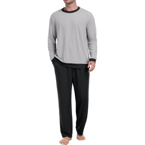 image:imagePrinStory Mens Pajama Sets Long Sleeve Sleepwear Pjs Soft Nightwear S2XL03light Gray Black