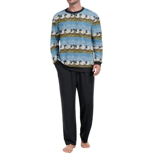 image:imagePrinStory Mens Pajama Sets Long Sleeve Sleepwear Pjs Soft Nightwear S2XLBlue Black Sheep