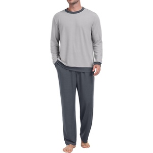 image:imagePrinStory Mens Pajama Sets Long Sleeve Sleepwear Pjs Soft Nightwear S2XLLight Gray Dark Gray