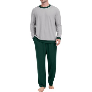 image:imagePrinStory Mens Pajama Sets Long Sleeve Sleepwear Pjs Soft Nightwear S2XLLight Gray Dark Green