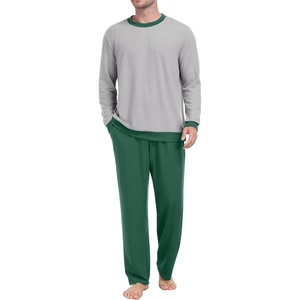 image:imagePrinStory Mens Pajama Sets Long Sleeve Sleepwear Pjs Soft Nightwear S2XLLight Gray Green