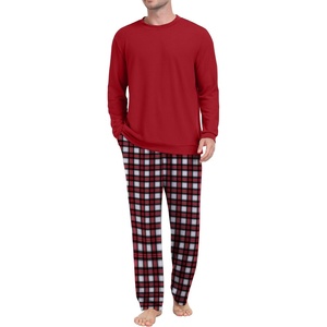 image:imagePrinStory Mens Pajama Sets Long Sleeve Sleepwear Pjs Soft Nightwear S2XLRed White Plaid